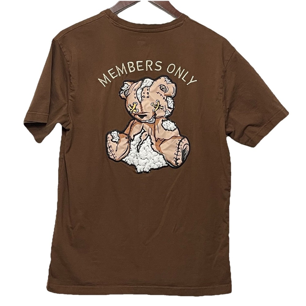 Members Only‎ Teddy Bear Graphic T Shirt Mens Large Brown Streetwear Y2K Cotton